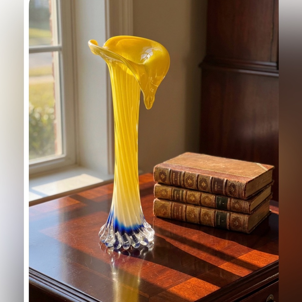 Vintage Murano Italian Hand Blown Jack In The Pulpit Vase